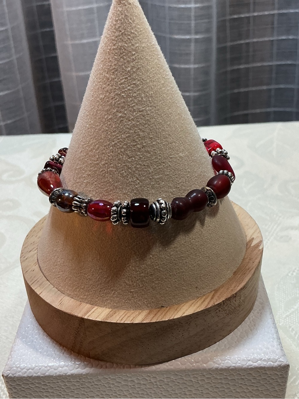 Lab Created Almandine Garnet Silver Tone Toggle Bracelet